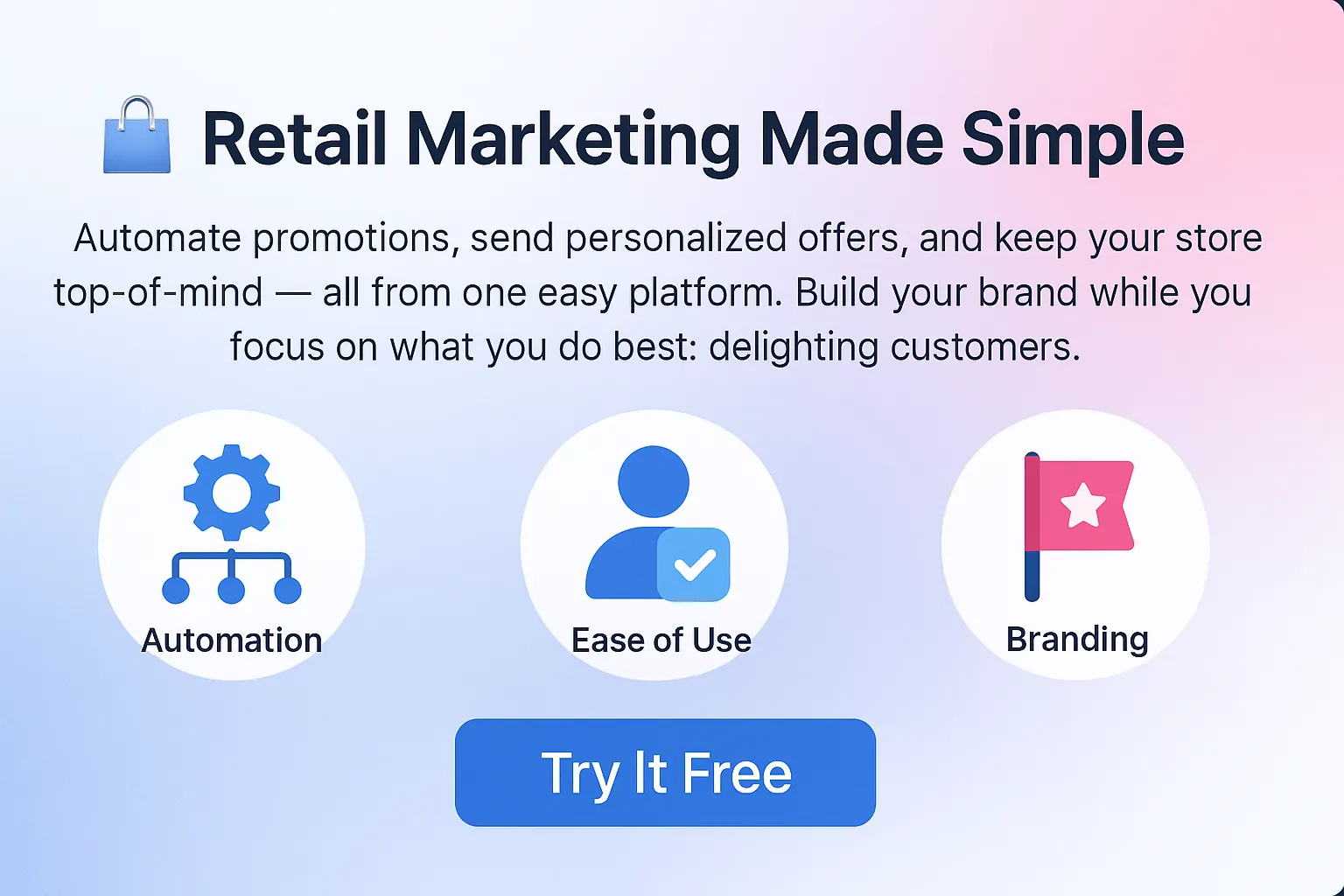 Retail Marketing Made Simple — Automation, Ease of Use, Branding. Try it free.